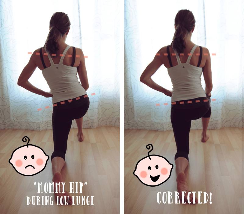 Low lunge with and without mommy hip
